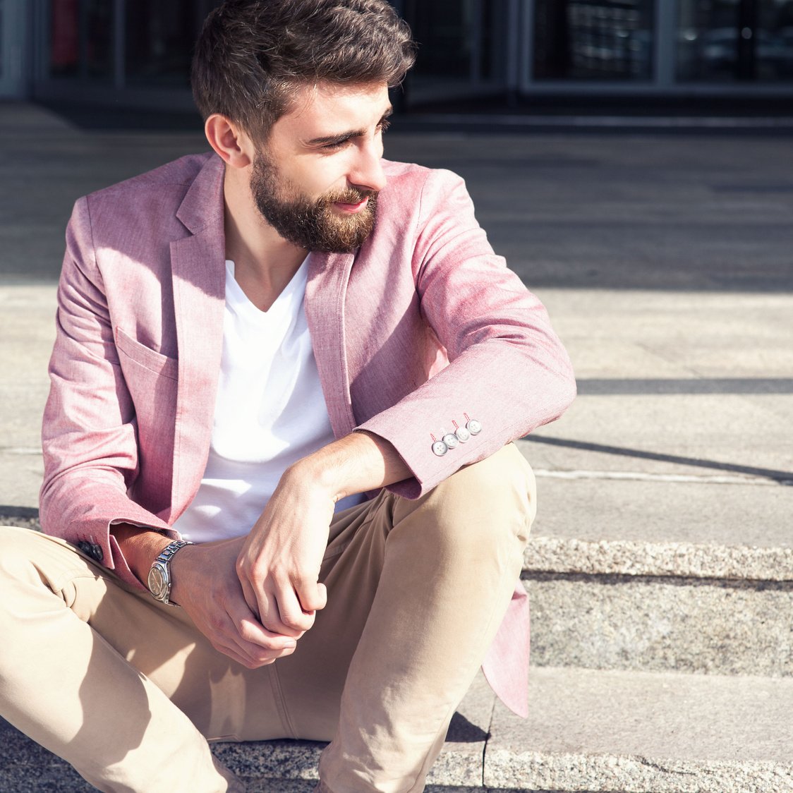 Fashionable men posing outdoor.